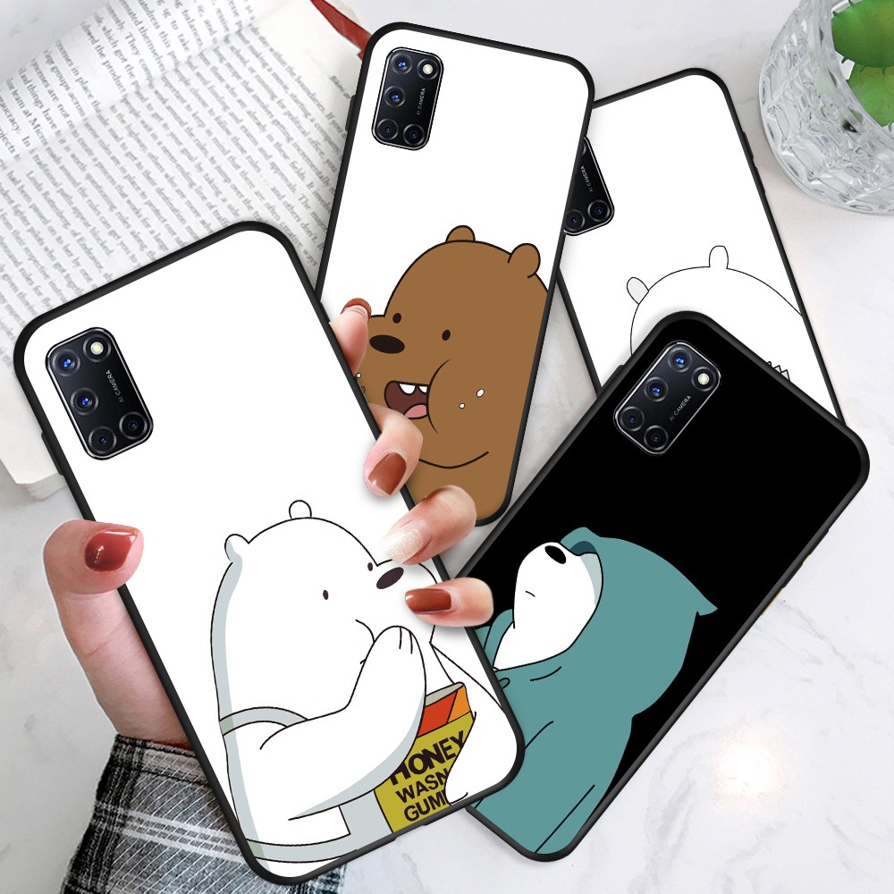 OPPO A15 A12 A12E A3S A3 A5S A7 A15S A37 A39 A57 A33T A33 NEO 7 9 F1S A59 A59S F3 Lite For Soft Case Silicone Casing TPU Cute Cartoon Lovely Brown White Stupid Bear Phone Full Cover simple Macaron matte Shockproof Back Cases