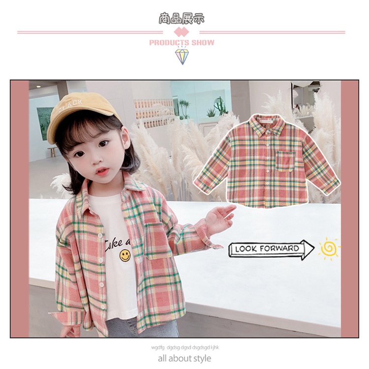 Áo Sơ Mi Tay Dài Kẻ Sọc Ca Rô Thời Trang Mùa Xuân Cho Bé Gái 0-5 Tuổi