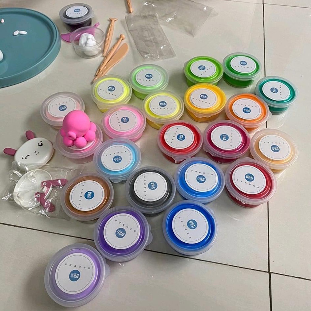 Đất nặn an toàn cho bé 24 màu kèm hộp đựng, đất nặn dẻo sinh học an toàn không bẩn ra sàn, dễ chơi, dễ tạo hình