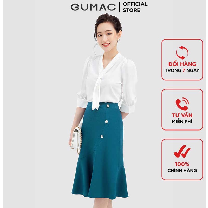Chân váy xòe phối nút VB3225 GUMAC