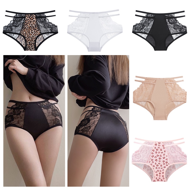 Quần Lót Chữ T Lưng Cao Phối Ren Họa Tiết Da Báo Phong Cách Retro Size M-XXL