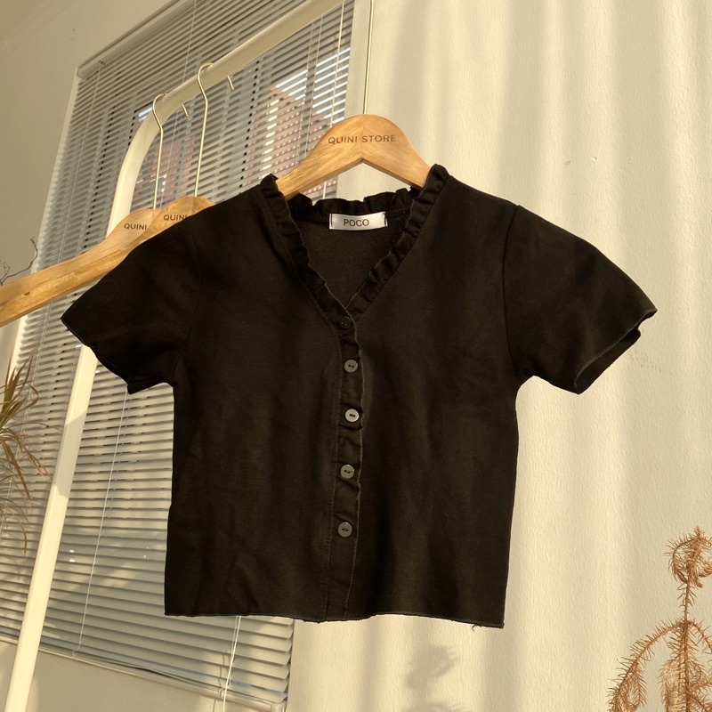 Áo Croptop Cổ Viền Bèo - QUINI STORE - Ảnh Thật Shop Chụp