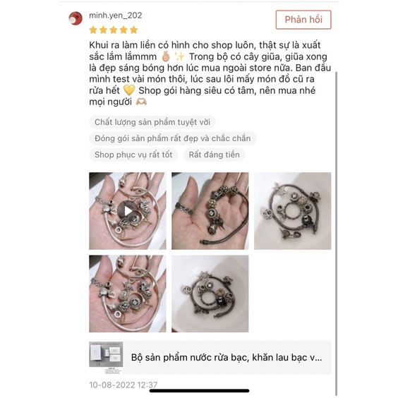 Bộ nước rửa trang sức bạc, khăn lau bạc và dũa bạc