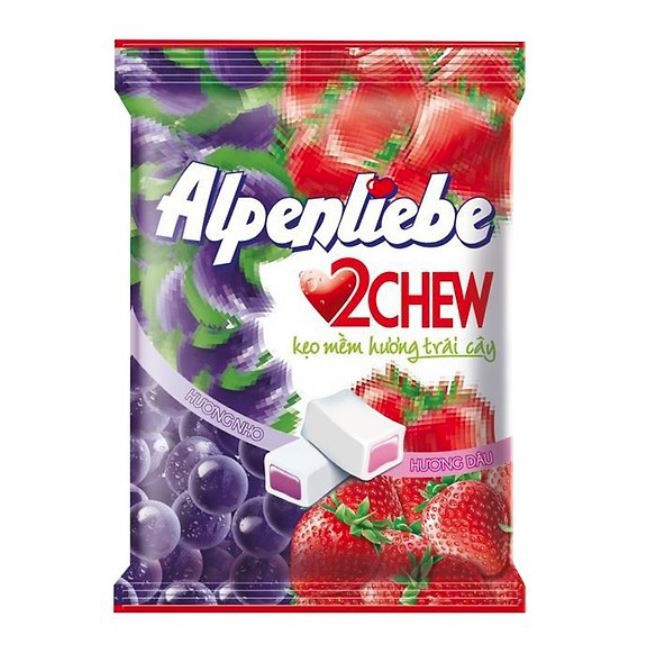 Kẹo Mềm Alpenlieve 2Chew Hương Hỗn Hợp Dâu &amp; Nho Mềm Gói 227,5g