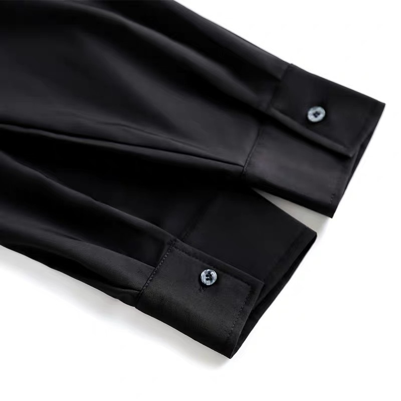 Áo sơ mi tay dài phối chuỗi xích phong cách retro thời trang sành điệu