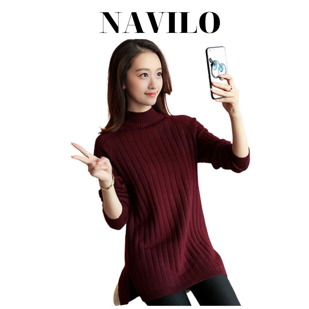 Áo len nữ hàn quốc cổ lọ from rộng đẹp ALD001 | BigBuy360 - bigbuy360.vn