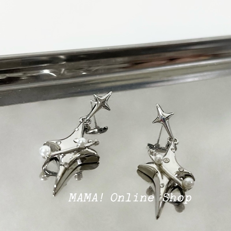 Niche Bông Tai Ngôi Sao Và awn Khảm Đá Ngọc Trai Phong Cách Chính Hãng