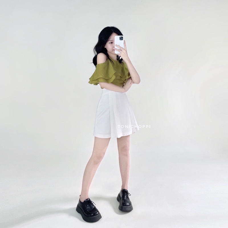 Áo Fiona trễ vai màu xanh olive siêu xinh