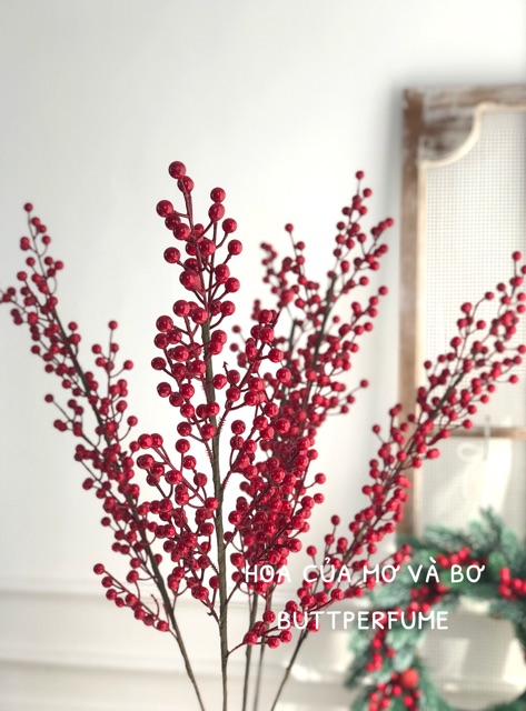 Cành đào đông (cherry) giả cao cấp, trang trí nhà cửa, văn phòng, decor (cành 12 nhánh)