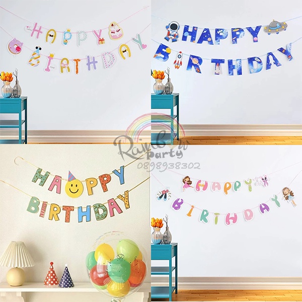 Dây HAPPY BIRTHDAY chủ đề hoạt hình mẫu mới 2022