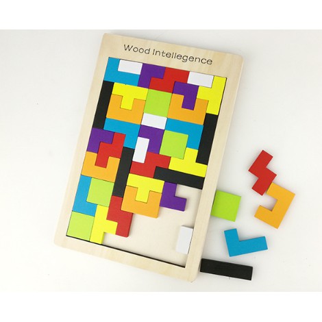 Đồ chơi xếp gạch tetris xếp hình gỗ puzzle - Đồ chơi gỗ thông minh cho bé