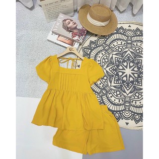 bán sỉ set babydoll cổ vuônb