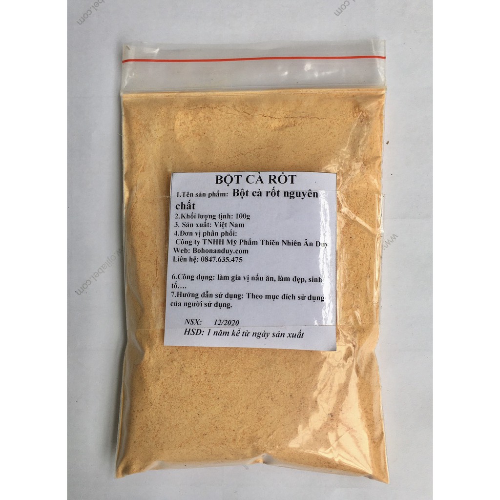 BỘT CÀ RỐT NGUYÊN CHẤT LOẠI I 100g