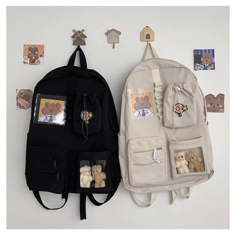 j18✢◕☂ Balo túi trong 2 con gấu xinh basic 🐻🐻