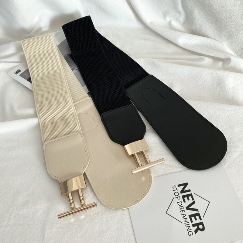 Thắt lưng corset bản rộng co giãn khóa vàng trang trí áo khoác/ chân váy/ đầm cho nữ
