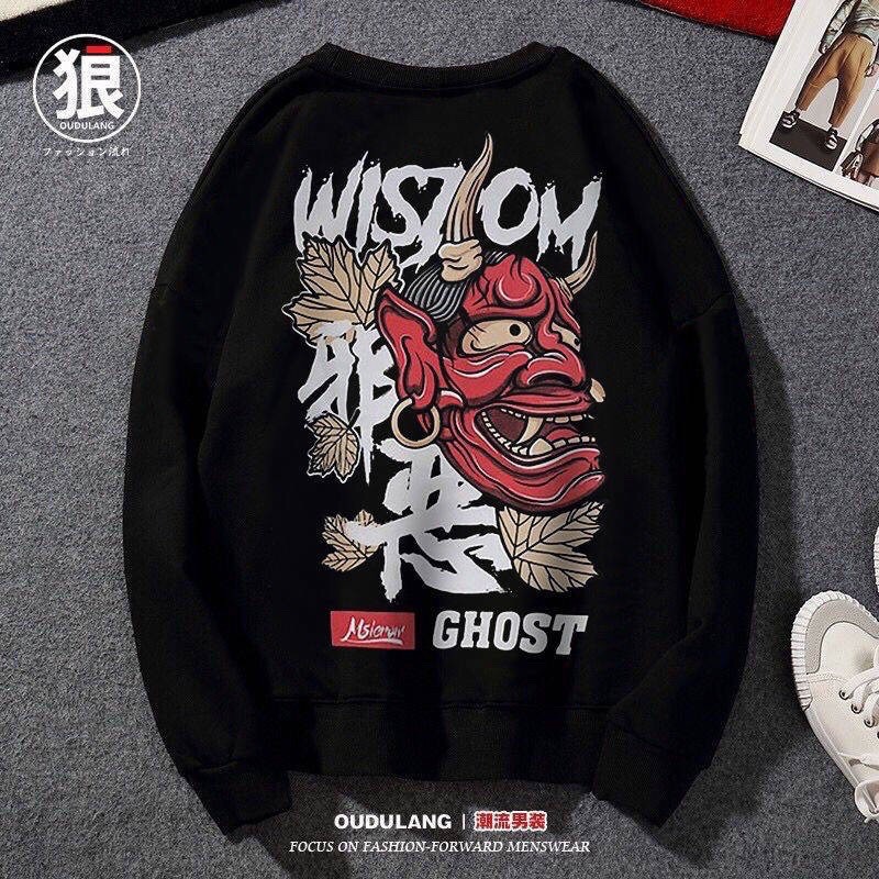 Áo sweater unisex nam nữ ghost có bigsize vải nỉ bông dày dặn