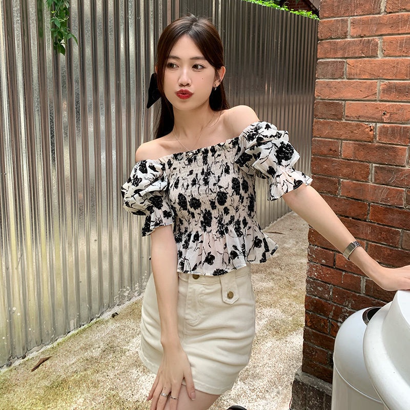 Áo Kiểu Tay Ngắn Phồng Cổ Vuông Thiết Kế Mới Thời Trang Mùa Xuân Hè Dành Cho Nữ