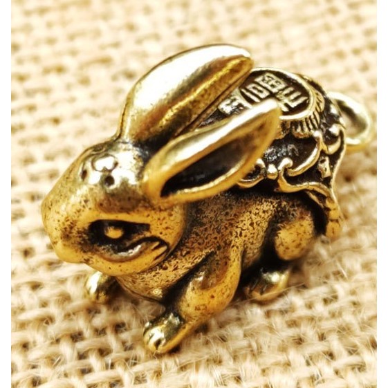 Tượng Thỏ mini FREESHIP Thỏ bằng đồng -Tượng Thỏ làm phụ kiện tiểu cảnh trang trí , móc khoá