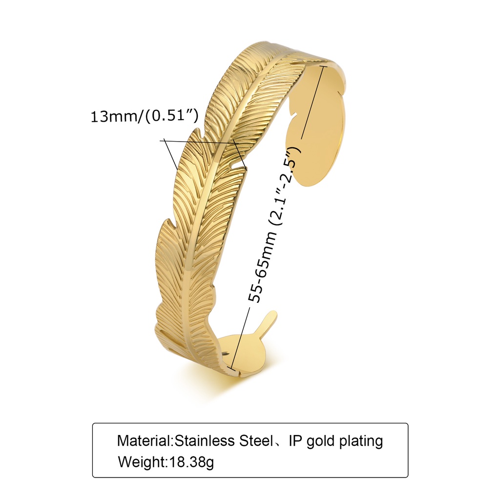 Vnox Vòng Đeo Tay Hở Hình Lông Vũ Bằng Thép Không Gỉ Tông Vàng Bạc Làm Quà Sinh Nhật Cho Nữ