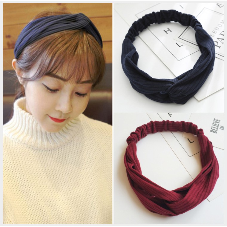 Băng đô turban cài tóc nữ màu vải thun TB03