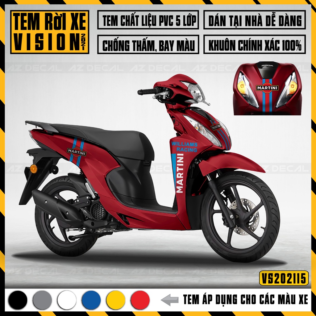 Tem Rời Xe Vision Mẫu Martini Độc Đáo | VS15 | Decal Chế Xe Vision Chất Liệu Chống Nước, Chống Bay Màu