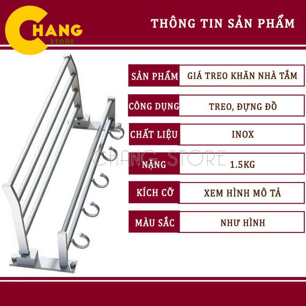 Giá Treo Khăn Nhà tắm Chất liệu nhôm không gỉ Bền, Siêu Chắc