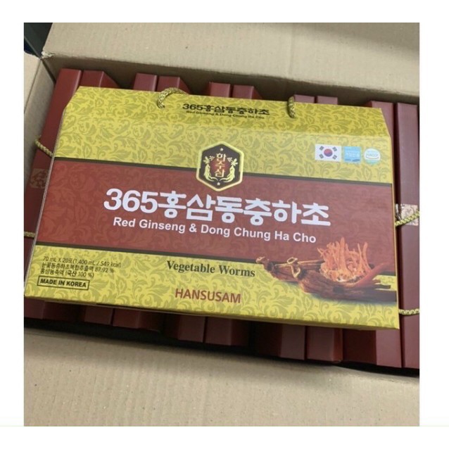 NƯỚC CHIẾT XUẤT HỒNG SÂM ĐÔNG TRÙNG HẠ THẢO 365 HÀN QUỐC 20 GÓi x 70ML, SÂM YẾN 3A