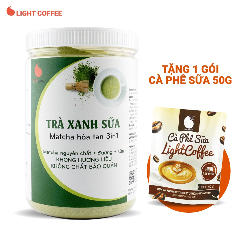 [Mã BMBAU50 giảm 7% đơn 99K] Bột trà xanh sữa 3in1, matcha xuất xứ Nhật Bản, từ nhà sản xuất Light Coffee - Hũ 550g