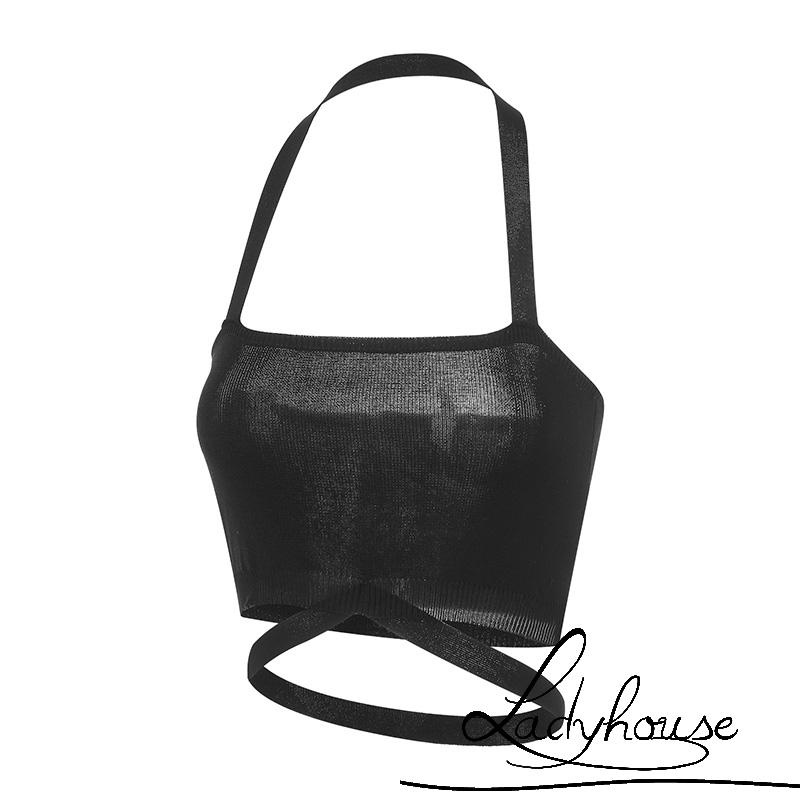 Áo Croptop Hai Dây Màu Trơn Thời Trang Mùa Hè Màu Trắng/Đen Cho Nữ