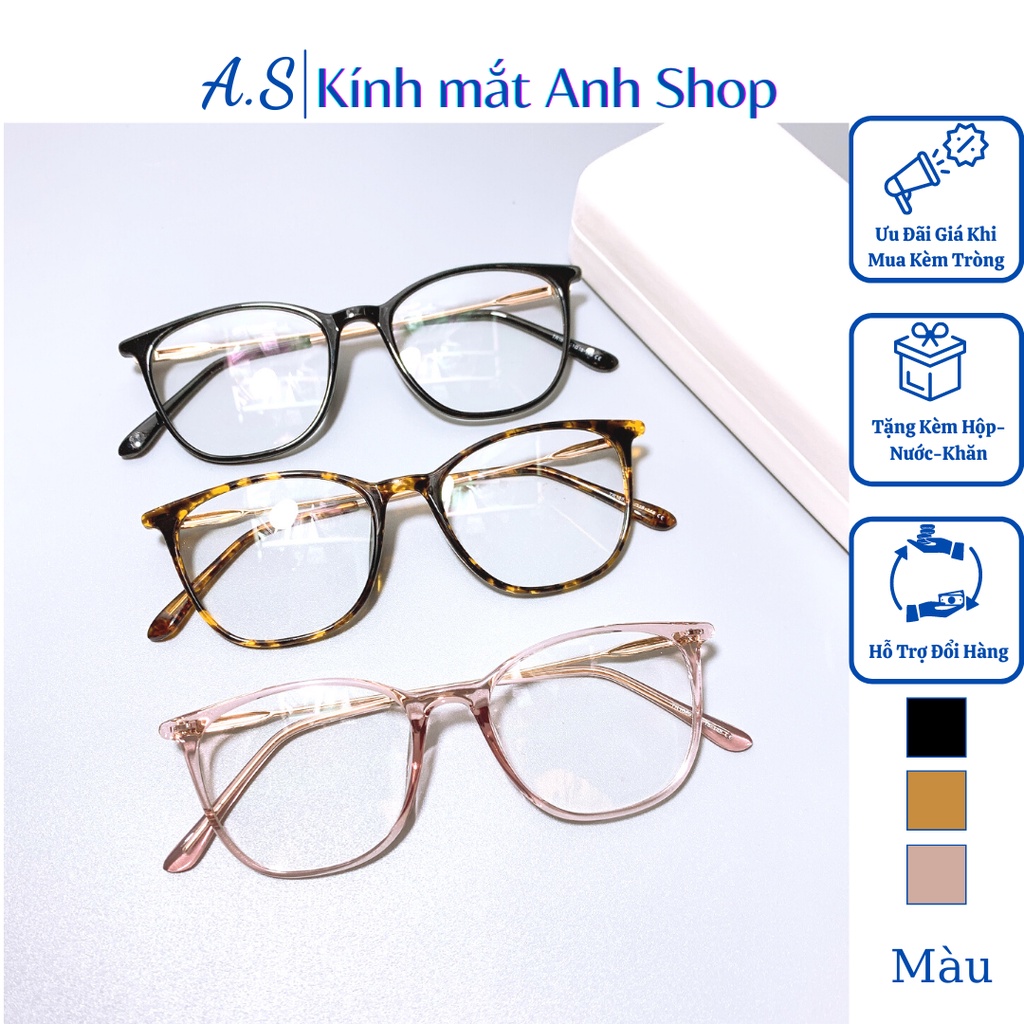 Gọng kính cận bầu thời trang chất liệu nhựa kết hợp kim loại 1889