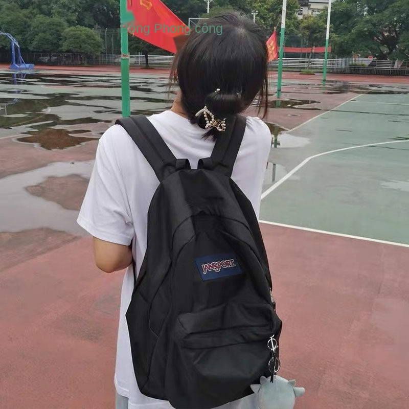 JanSport Jasper chính thức đích thực cổ điển rắn màu ba lô học sinh túi đi học nam và nữ xu hướng ba lô máy tính