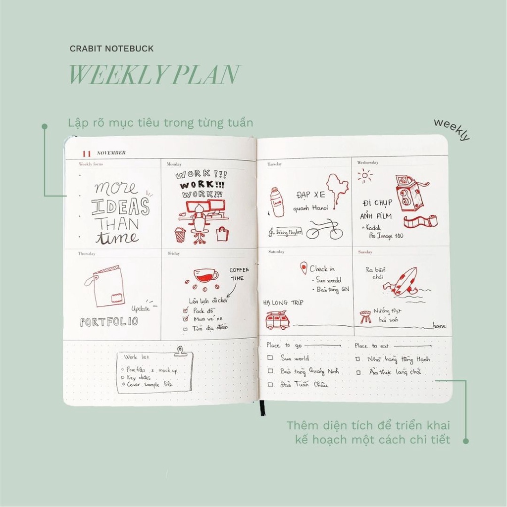 Quà 8/3 - Sổ tay kế hoạch Crabit Planner 2022 - Passionate - A5 layout chi tiết - Giao hỏa tốc