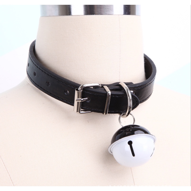 Vòng cổ choker giả da có chuông phong cách punk thời trang cho nam và nữ