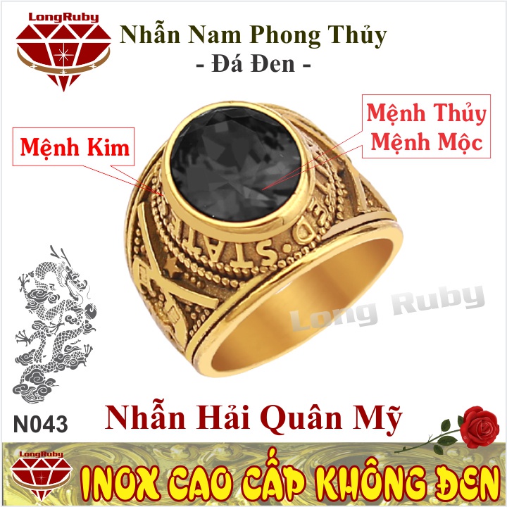 NHẪN NAM CAO CẤP | NHẪN MỸ HẢI QUÂN ĐÁ XANH - N043