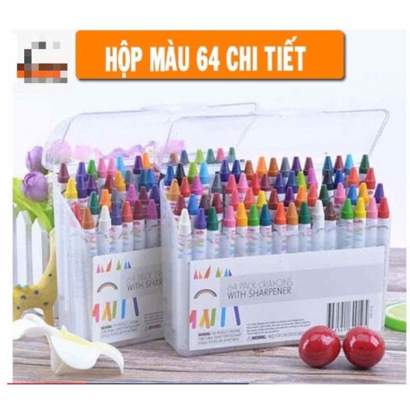 Hộp màu sáp 64 màu cho bé tập tô