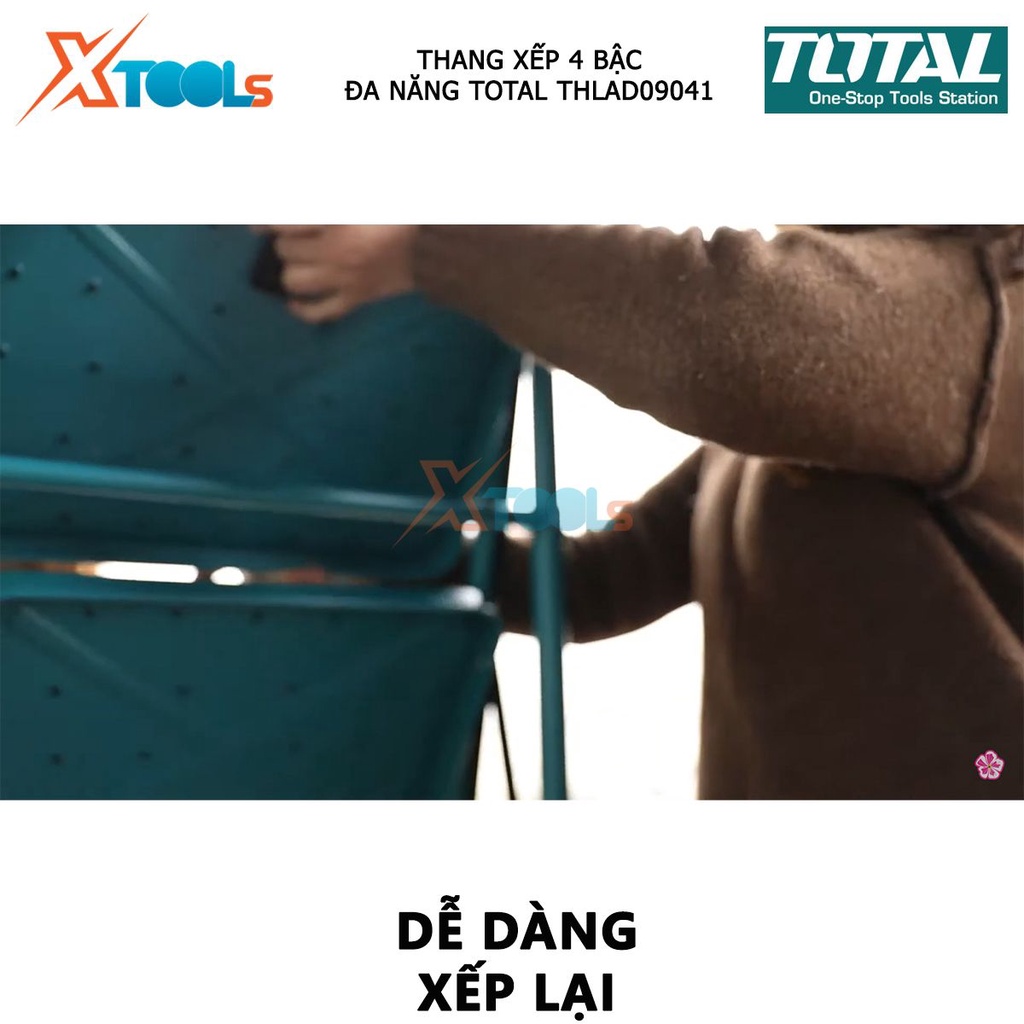 Thang xếp 4 bậc đa năng TOTAL THLAD09041 | hỗ trợ sửa chữa nhà cửa thuận tiện [CHÍNH HÃNG] [XTOOLs]