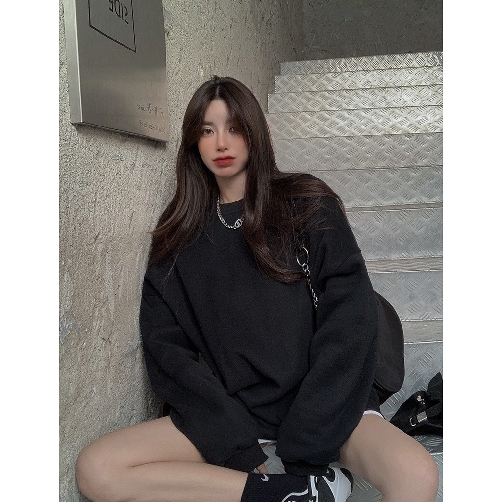 Áo Nữ, Áo Nỉ Form Rộng, Áo Sweater Trơn Nỉ Form Rộng 4 Màu Xinh Xắn (Kèm Ảnh Thật). | BigBuy360 - bigbuy360.vn