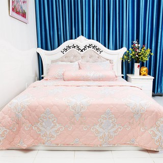 Bộ chăn drap Lụa cotton Satin Bee House + Tặng 2 khăn tắm 50x100cm