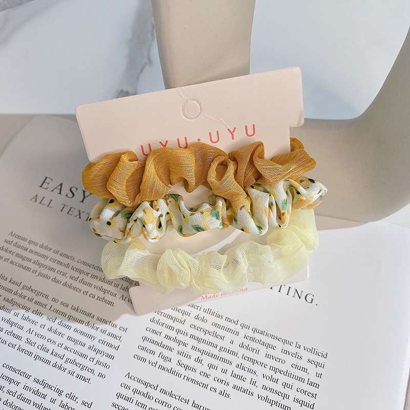 Bộ 3 sợi dây thun cột tóc bằng vải voile in hoa đáng yêu