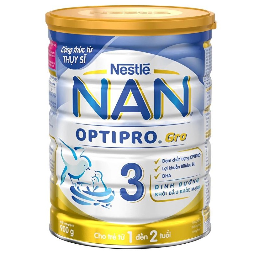 Sữa bột Nestlé Nan Optipro Gro 3 (900g) (1-2 TUỔI) (MAu Moi)