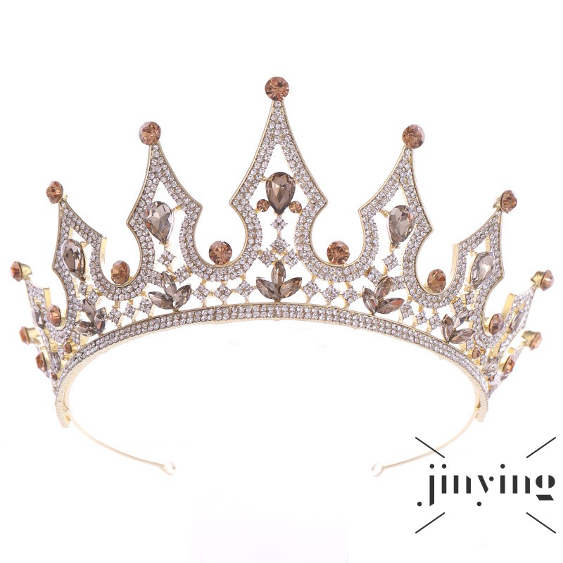 GETNOIVAS Vương miện đính đá màu vàng đồng/ bạc cao cấp sang trọng thời trang