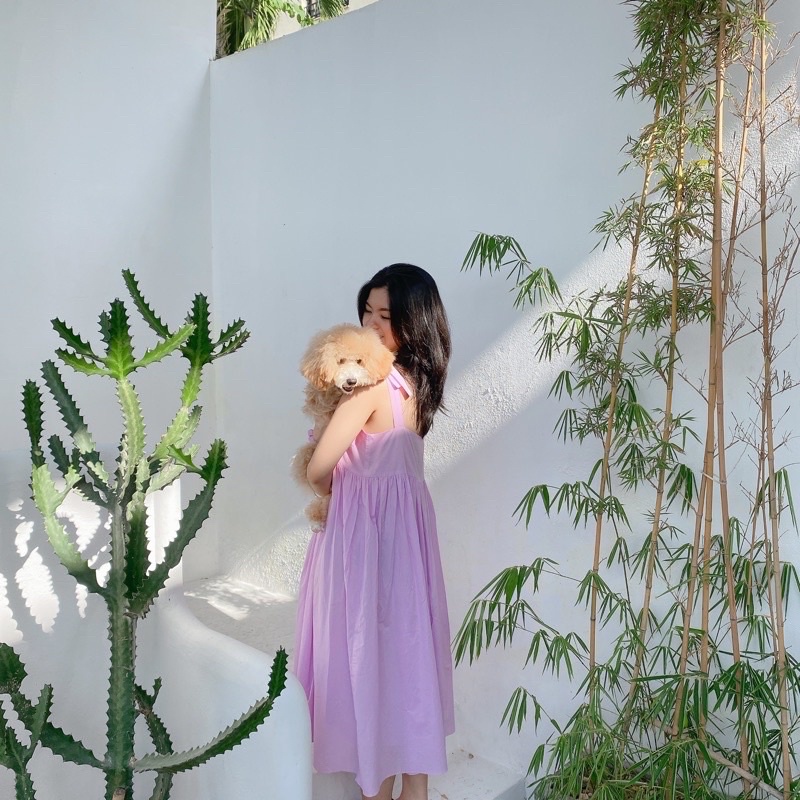 unleashed GRETA DRESS - Đầm Greta nhiều màu 100% cotton, 2 dây vai thắt nơ, dáng babydoll dài | BigBuy360 - bigbuy360.vn