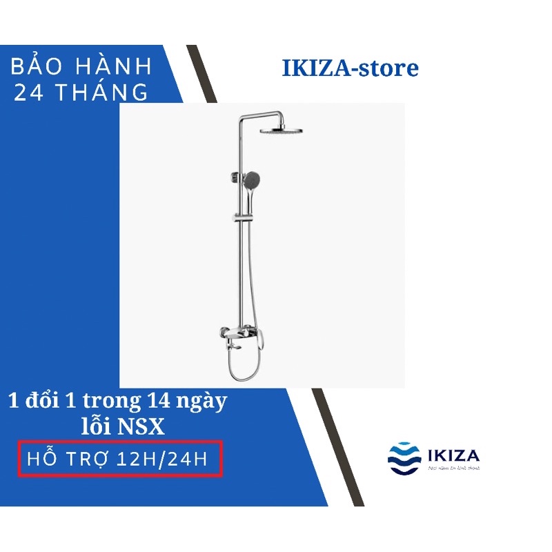 Sen cây tắm, bộ sen cây tắm nóng lạnh đồng mạ ikiza IK-SC21 thiết kế hình lá hiện đại sang trọng cao cấp