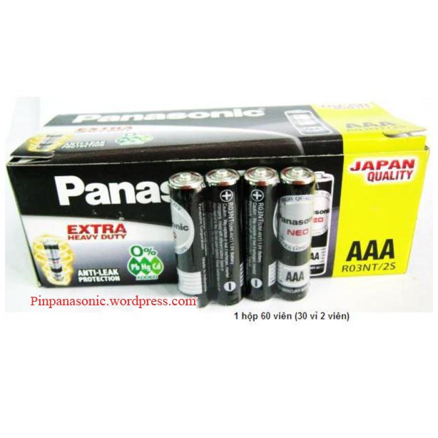 🎁Giá Sỉ🎁 Combo 60 Pin AAA Panasonic R03NT/2S Chính hãng ( Hộp 60 Viên Pin)