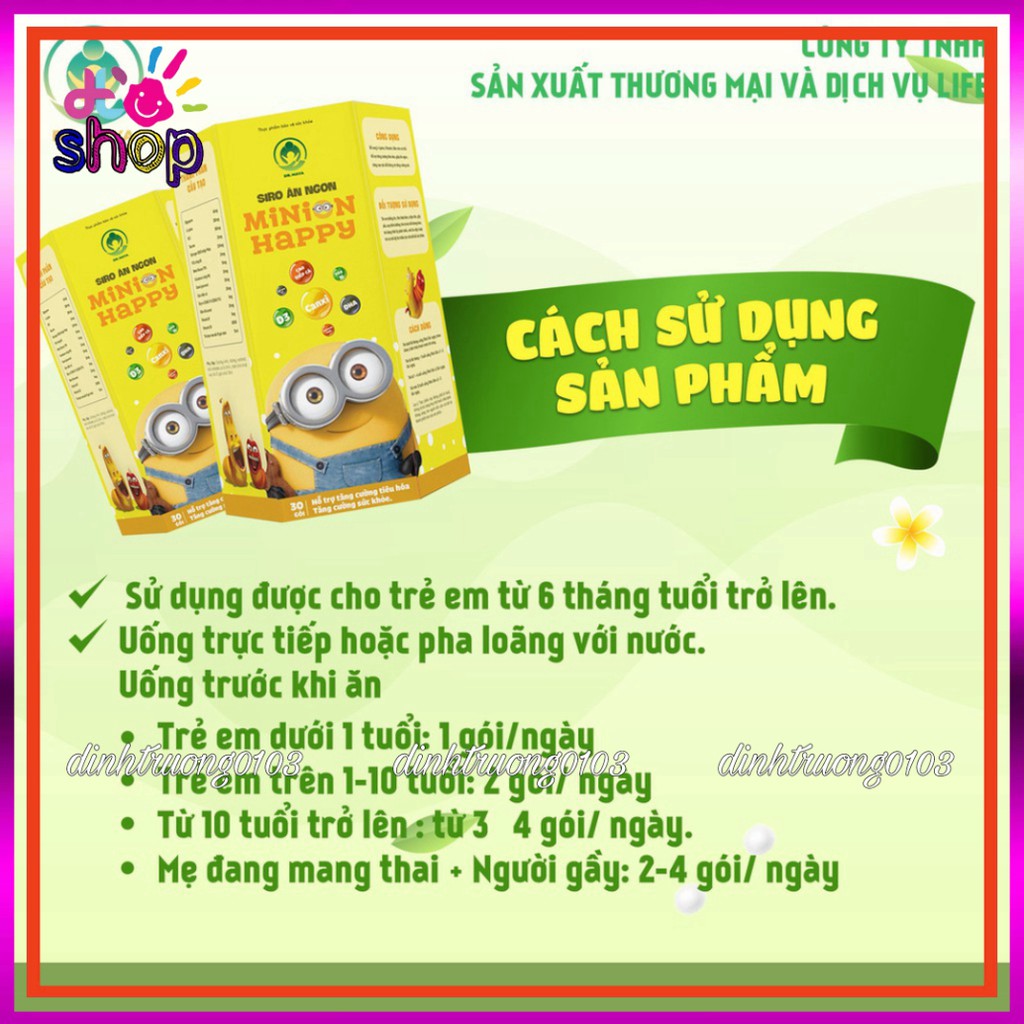 Siro ăn ngon MINION Happy 30 gói - 10ml/gói - Tốt nhất cho bé ( Tặng bình uống nước cho bé)