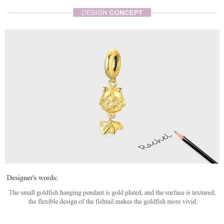 Hạt xỏ lỗ Bamoer Scc2048 bạc 925 hình cá vàng lỗ xỏ 4.5mm thời trang thích hợp làm vòng tay/dây chuyền DIY