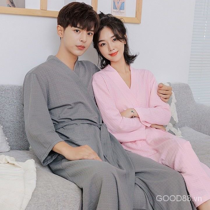 Spring And Autumn New Thin Loose Nightgown Waffle For Men And Women Bathrobe Hotel Bathrobe Bathrobe Couple Sets | BigBuy360 - bigbuy360.vn