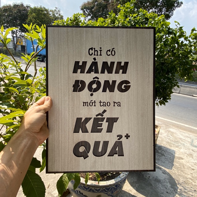 [Độc Lạ] Tranh treo tường bằng Gỗ handmade khắc laser chữ slogan tạo động lực TBIG033