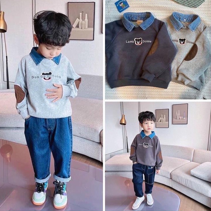 Áo nỉ cho bé trai thu đông 1 tuổi 10 tuổi combo 2 áo nỉ lông bomber phối cổ bò dày dặn siêu ấm JIMADO TC656666