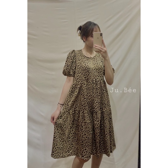Váy họa tiết da báo dáng xòe cá tính Váy babydoll họa tiết da báo 𝐵𝑒𝑙𝑙 𝐷𝑟𝑒𝑠𝑠